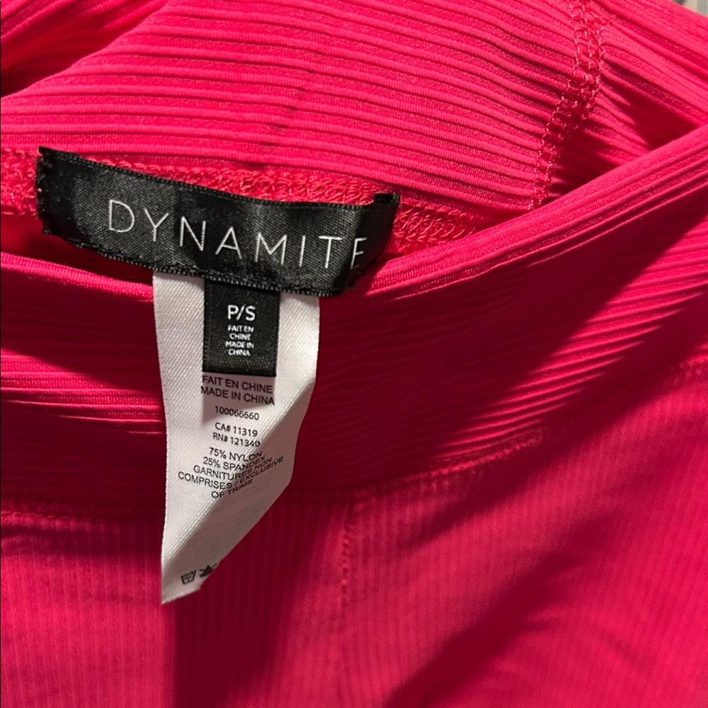 Dynamite Hot Pink Ribbed Bike Shorts - Picture 2 of 5